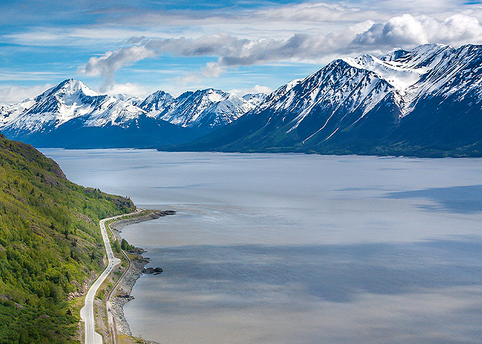 Beautiful Turnagain Arm on the Seward Highway. Seen while driving from Anchorage to Seward.